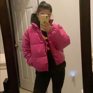 NWT hot pink puffer jacket